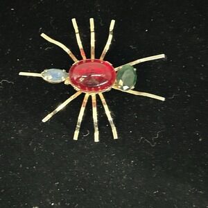 Reinad Retro large brooch with citrine glass crystals and rhinestone Vintage